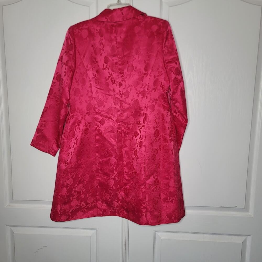Vintage Aussie Austine Size 12 long jacket Red Floral Design lined - Picture 2 of 5